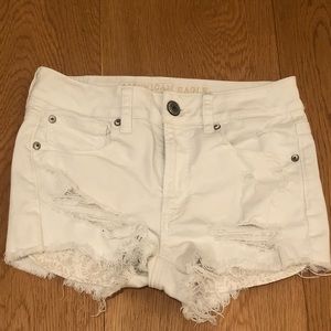 American Eagle white denim shorts